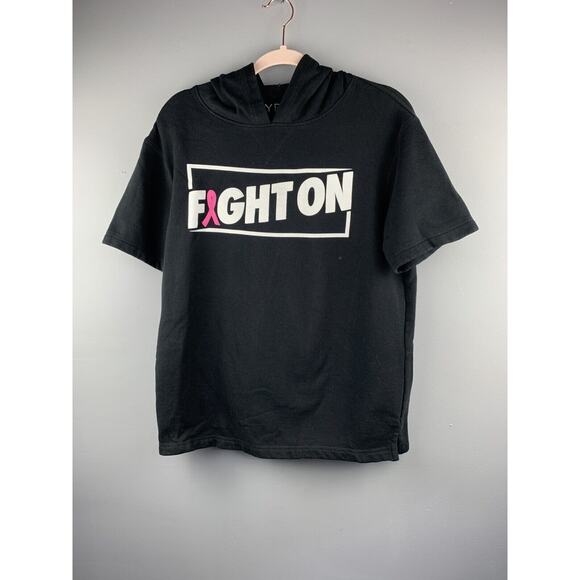 Hybrid Fight On"Breast Cancer Awareness Hoodie Womens Small Black short sleeve - Picture 4 of 4